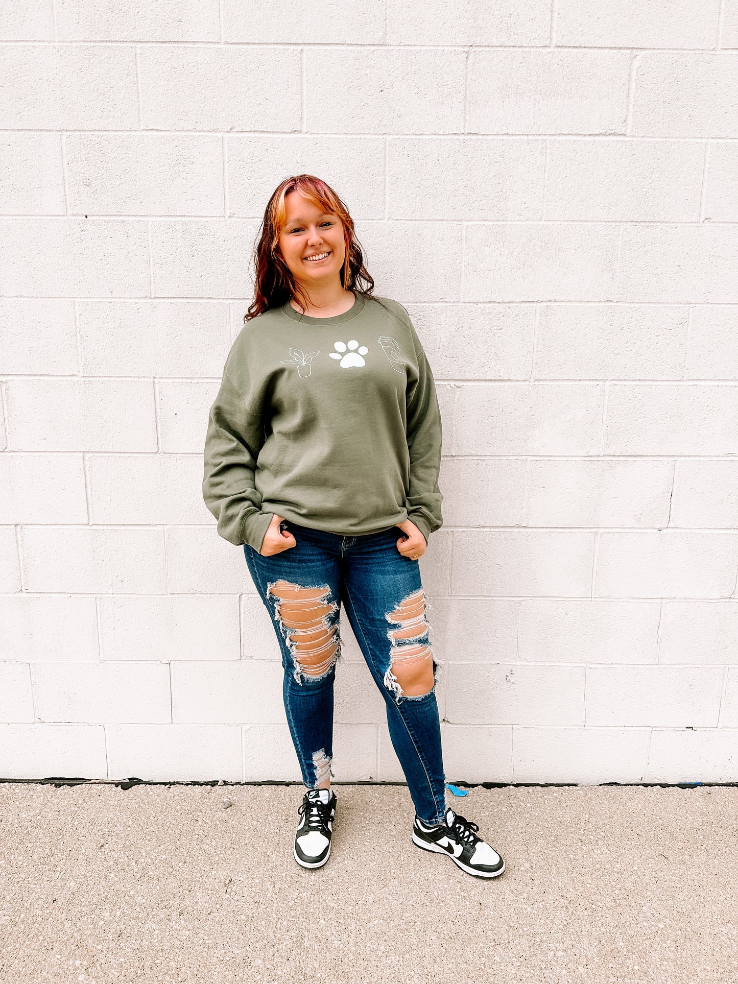 "Plants. Coffee. Dogs." Sweatshirt