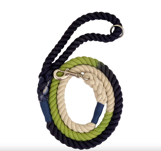 "Deep Sea Blue-Green Ombre" Rope Leash